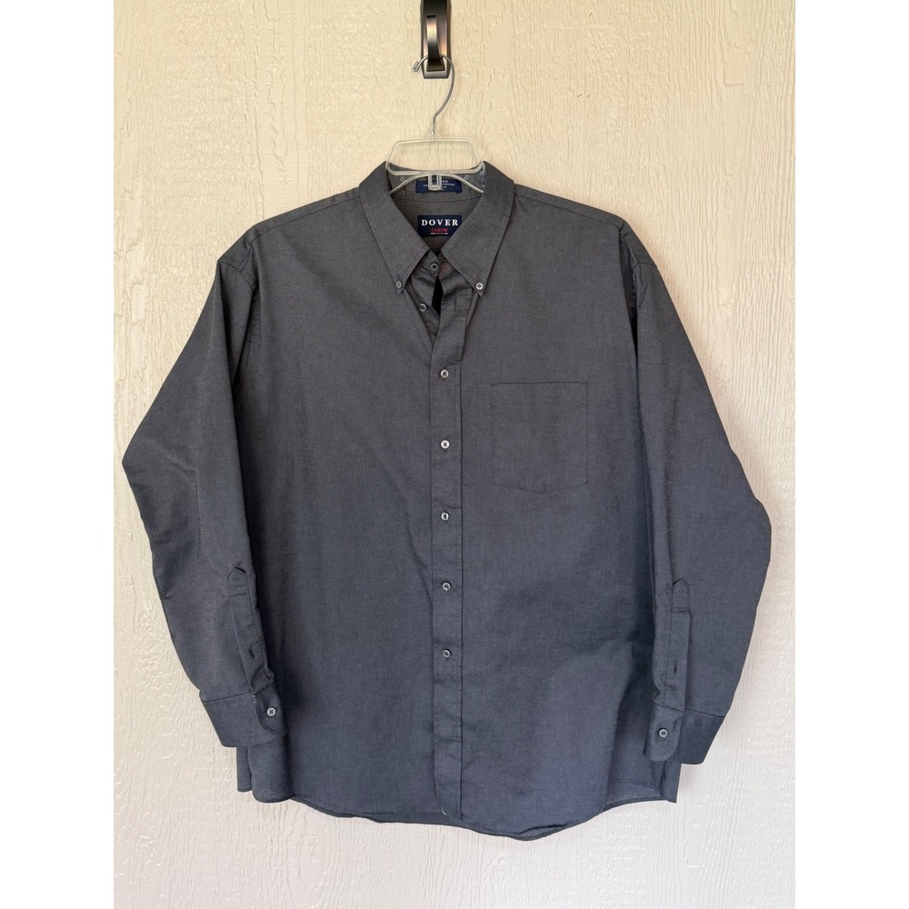 Dover Arrow Mens Oxford Button Down Shirt Charcoal long sleeve 18-35 Big USA